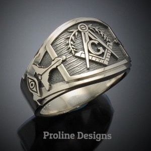 STERLING SILVER .925 MASONIC RING CIGAR BAND STYLE 027A 