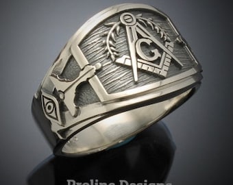 Masonic Ring in Sterling Silver ~ Band Style 027L