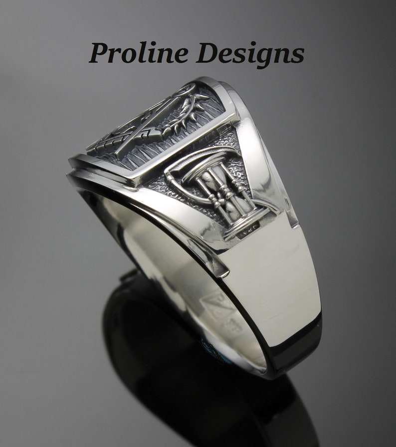 Masonic Hourglass Ring in Sterling Silver Cigar Band Style - Etsy