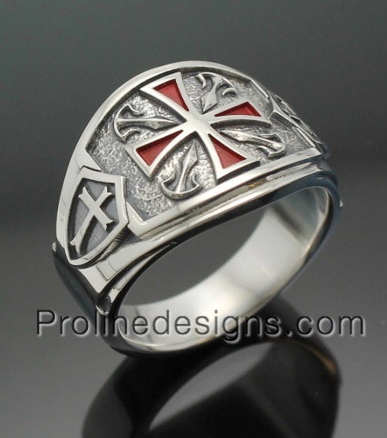 Knights Templar Masonic Ring in Sterling Silver Cigar Band | Etsy