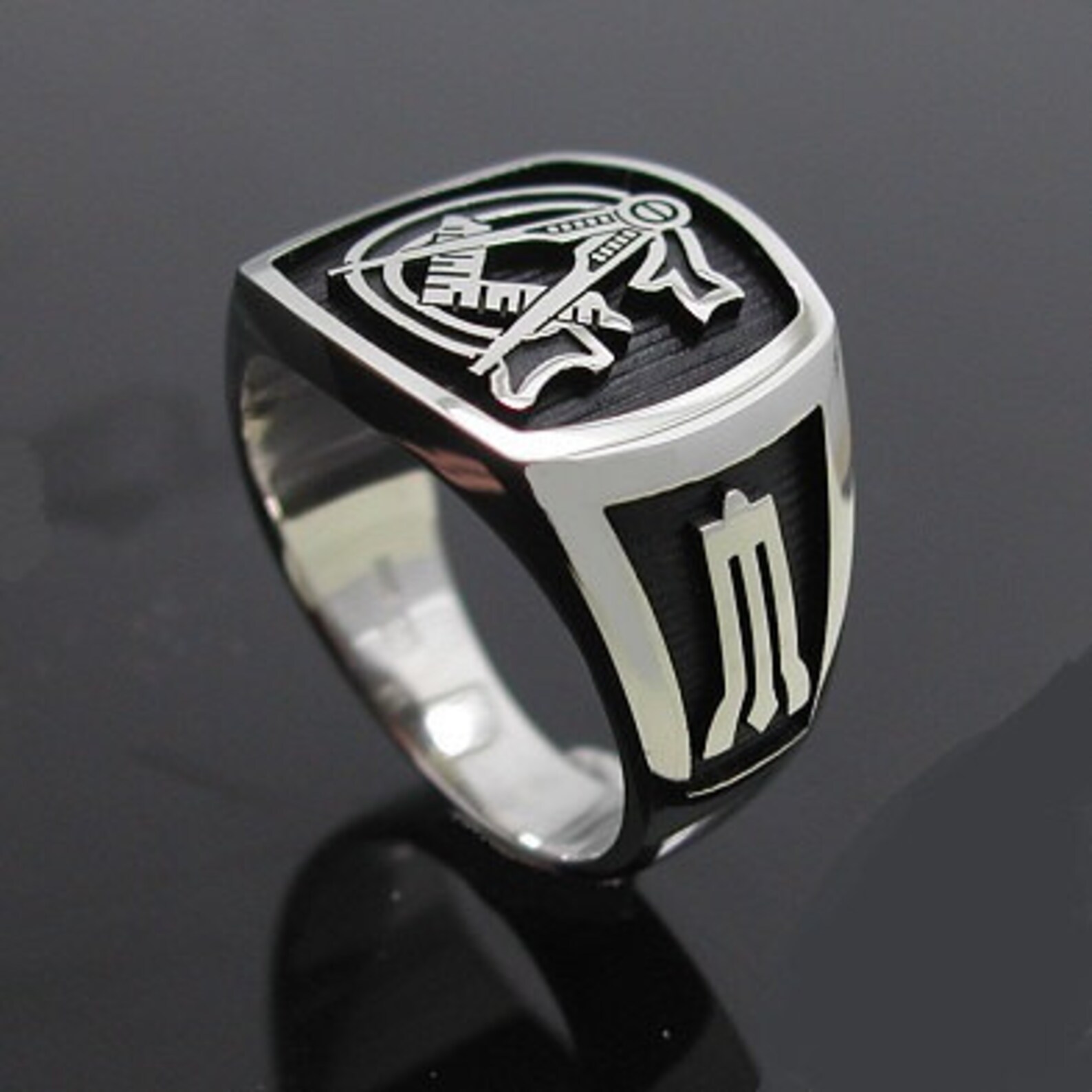 Masonic Ring in Sterling Silver Style 003B - Etsy