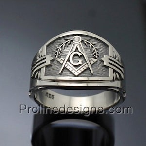 Masonic Ring in Sterling Silver ~ Cigar Band Style 027