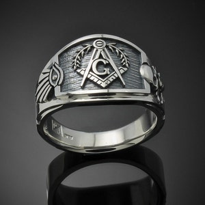 Masonic Ring in Sterling Silver ~ Cigar Band Style 027es