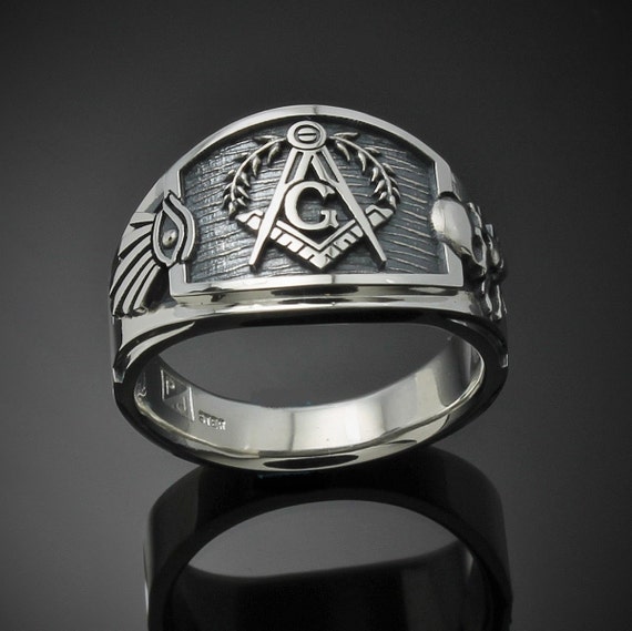 STERLING SILVER .925 MASONIC RING CIGAR BAND STYLE 026