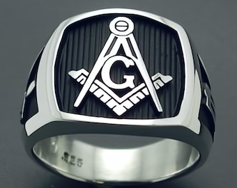 Anillo masónico en plata de ley ~ Estilo 006B