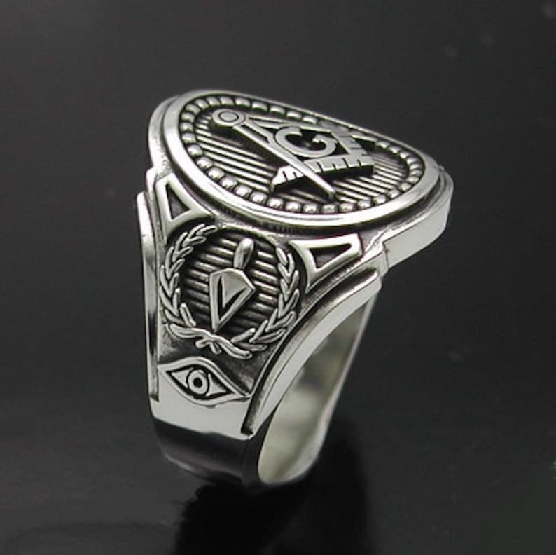 Masonic Ring in Sterling Silver Cigar Band Style 011 Etsy