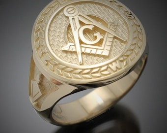 Masonic Seeing Eye Ring Cigar Band Style in Gold Handmade | Etsy