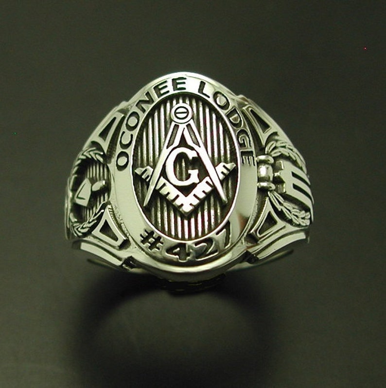 Customized Masonic Ring in Sterling Silver Cigar Band Style - Etsy