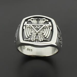 Scottish Rite Double Eagle Ring in Sterling Silver ~ Style 005O