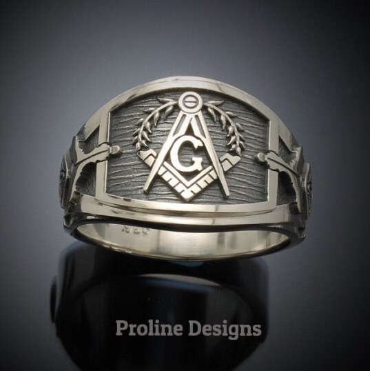 Masonic Ring in Sterling Silver Cigar Band Style 027L - Etsy