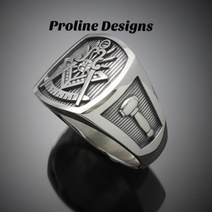 Past Master Masonic Ring in Sterling Silver With Oxidized Finish Style ...