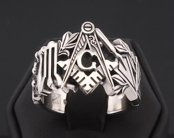 Anillo Masónico de Diseño Único en Plata de Ley ~ Estilo 002