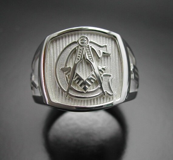 Masonic Ring in Sterling Silver with Polished Finish Style | Etsy