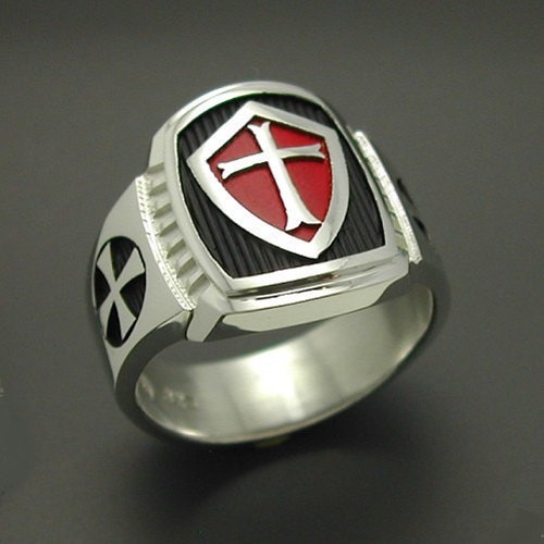 Knights Templar Masonic Cross Ring in Sterling Silver With Red - Etsy