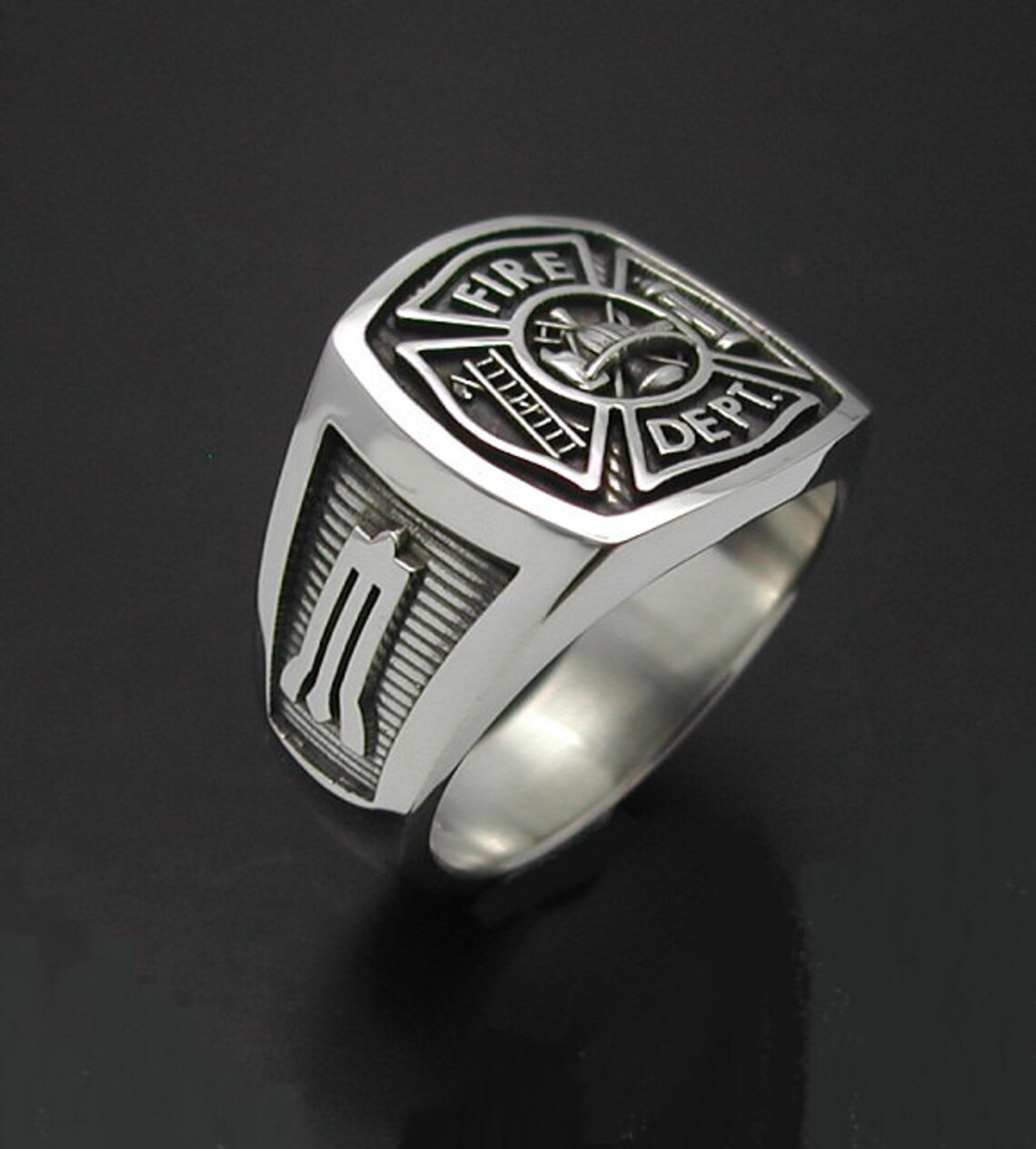 Masonic Fireman Ring in Sterling Silver Style 023M - Etsy
