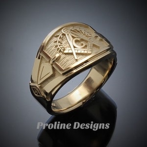 Masonic Blue Lodge Ring Cigar Band Style in Gold ~ style 041g