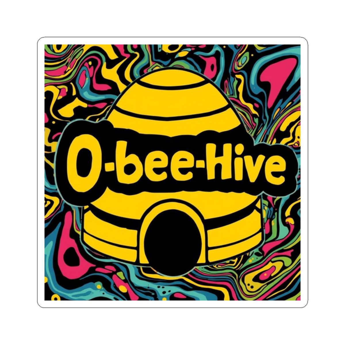 O-bee-hive Beehive Logo Sticker | Vinyl Sticker, Psychedelic Background ...