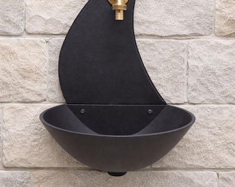 Luna buitenmuurfontein met messing kraan naar keuze, tuinfontein, muurfontein