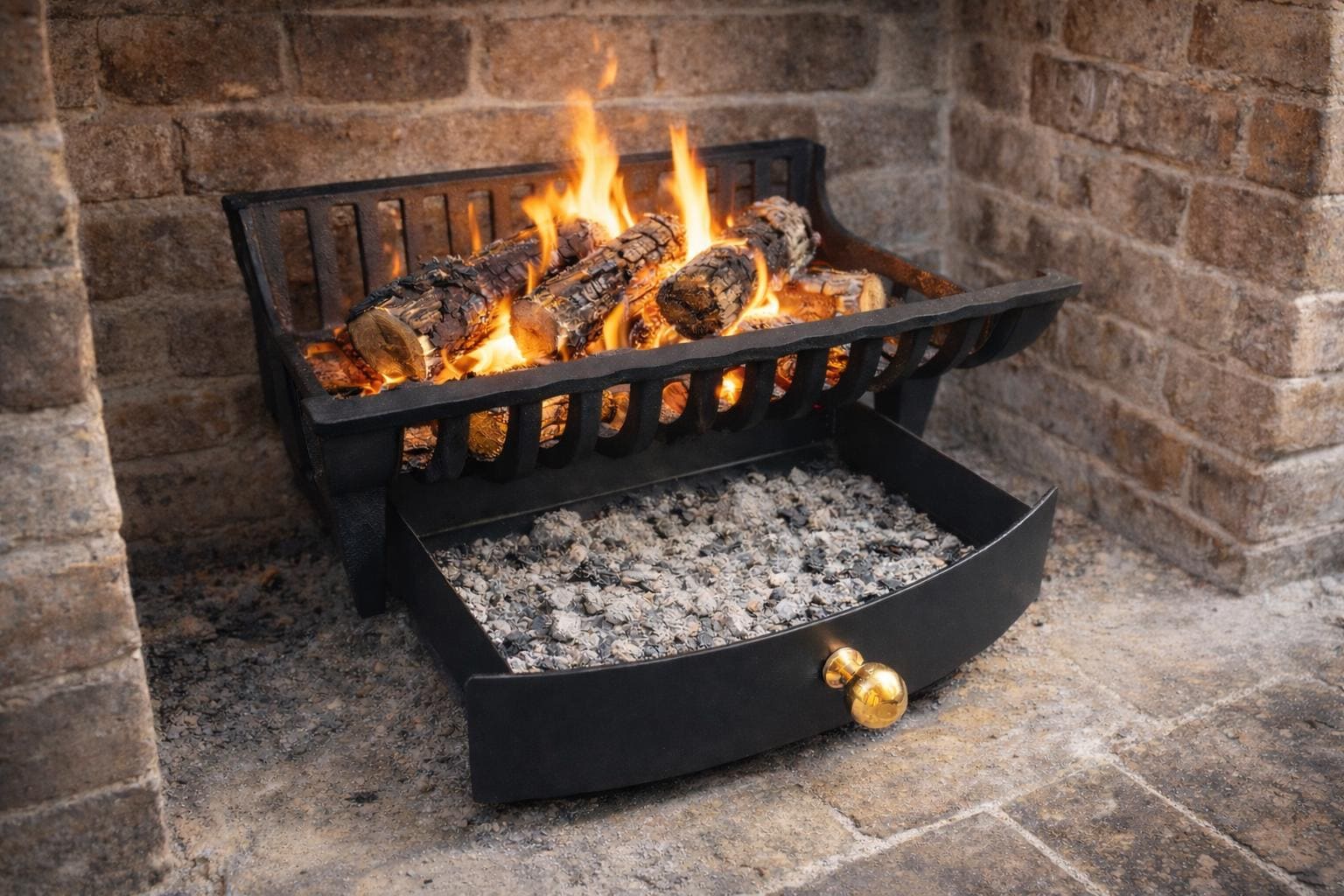 Poêle à bois en fonte avec tiroir à cendres, brasero en fonte pour cheminée, poêle à barbecue
