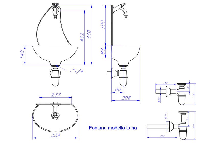 Luna Wall Fountain – Aluminum Garden Fountain with Brass Tap and Siphon | Made in Italy | Outdoor Wall Fountain image 4