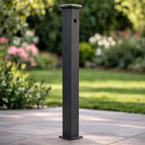 Fontaine de jardin extérieure Olimpia avec colonne, fabriquée en Italie, gris anthracite – Sans robinet, kit de plomberie inclus