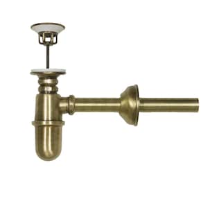 Burnished bronze brass drain trap with waste for outdoor fountains