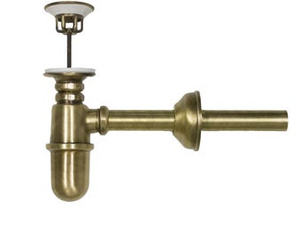 Sifone di scarico con piletta per fontane da esterno in ottone bronzato brunito