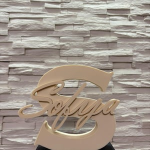 Iniziale personalizzata con testo in corsivo, regalo stampato in 3D per cameretta, matrimonio o casa.