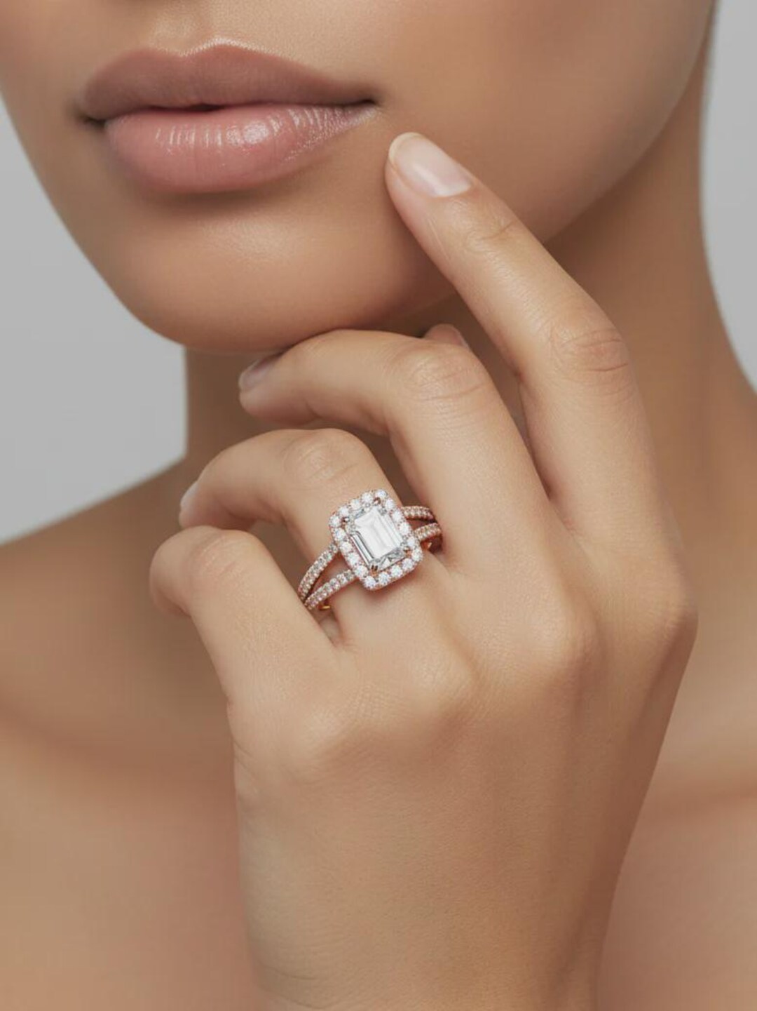 1 Carat Radiant Cut Lab Grown Diamond Halo Engagement Ring – Infinity ...