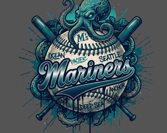 Mariners Baseball svg png, Diseño de equipo de béisbol vintage, Arte para aficionados al deporte, Úselo para camisetas, pegatinas, tazas, marcos, vasos (Descarga digital)