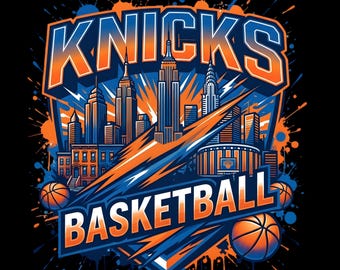 Knicks Basketball PNG, New York Basketball Design, NYC Streetwear T-Shirt, High Resolution Sublimation (Digital Download)