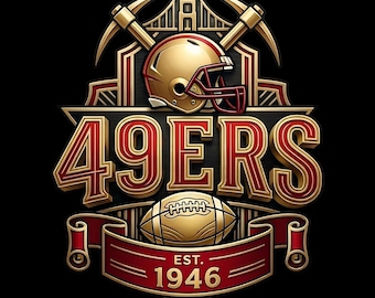 49ers voetbalsublimatie clipart png: gebruik voor T-shirt, stickers, mok, lijst, beker (digitale download)