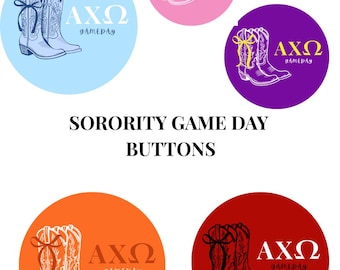 Sorority Game Day Buttons | Tailgating Pins, Sports Teams (2.5 inch)