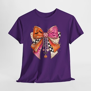 Halloween-t-shirt med rosett | Rosa orange rosettillustration, läskig berlock