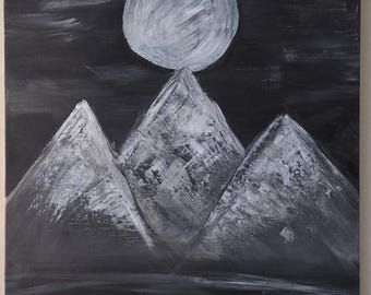 Winters Full Moon, Original, Acrylic Painting