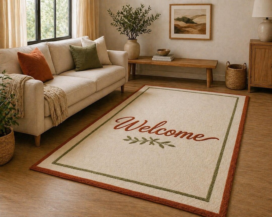 Wool Entry Rug Hand Tufted Wool Welcome Rug, Minimalist Entryway Mat, Neutral Home ...