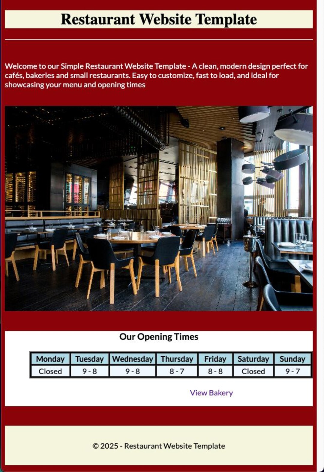 Restaurant Website Template | Simple HTML & CSS Website for Small ...