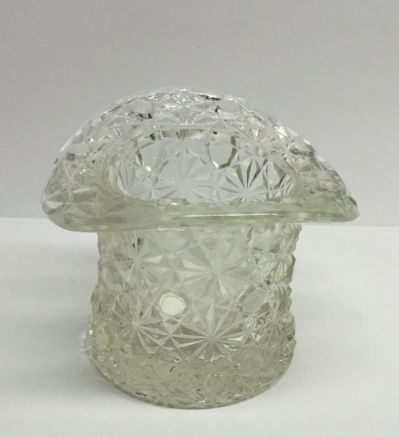 Top Hat Clear Glass DepressionButton and Bows Toothpick holder Etsy