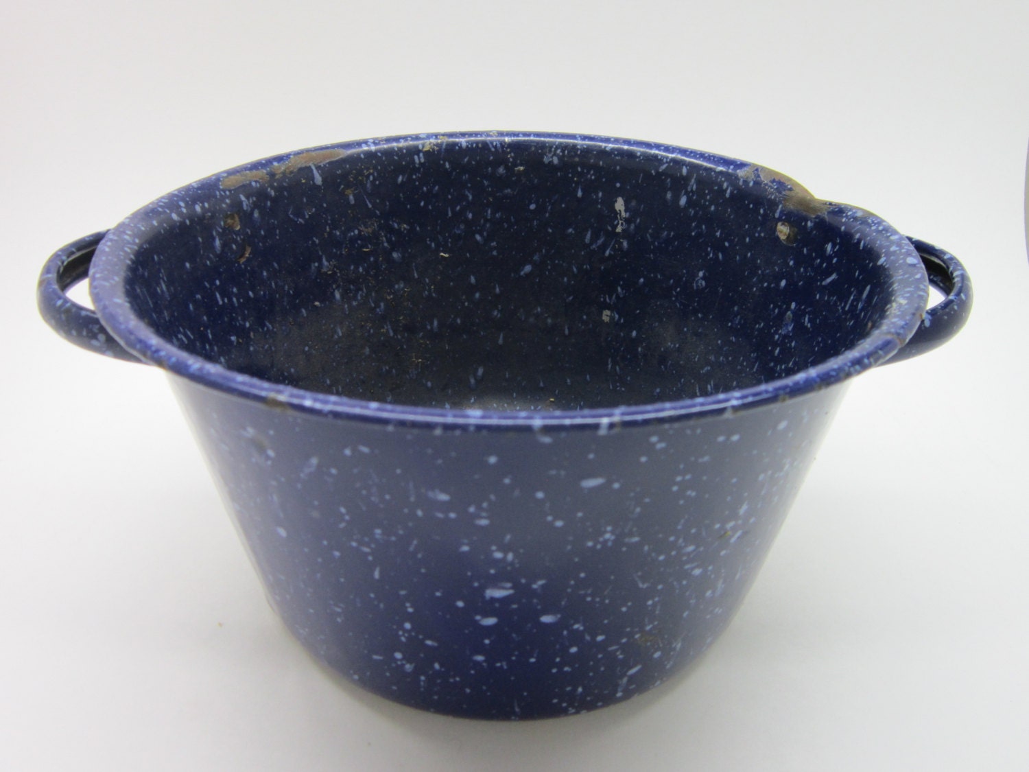 Blue Granite ware Pot Enamelware houseware planter granite Etsy