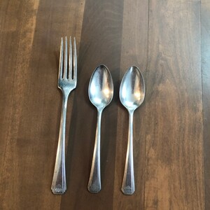 1932 Silverware 2 spoons 1 Dinner Fork Tudor Plate Community Plate Skyline Design