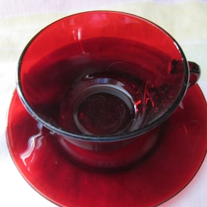 Ruby Cup and Saucer Ruby glass pattern red heart