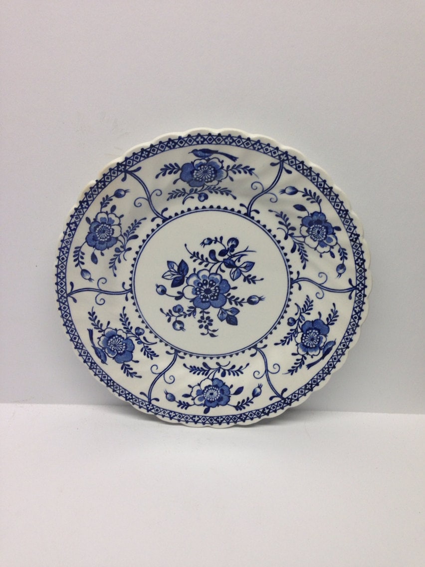 Vintage Bread Plate Johnson Brothers Blue Indies Dinnerware Etsy