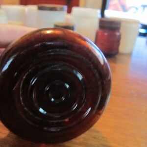 Antique Amber Glass Jar with Pontil mark Rusty Zink Lid image 3