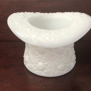 Milk Glass Daisy and Button and Bows Top Hat Toothpick Holder