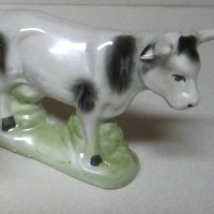 Porcelain Figurine Bull Made in Brazil Lusterware Collectable Vintage