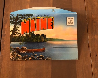 1940's Greetings From Maine Vacationland Postcard Folder