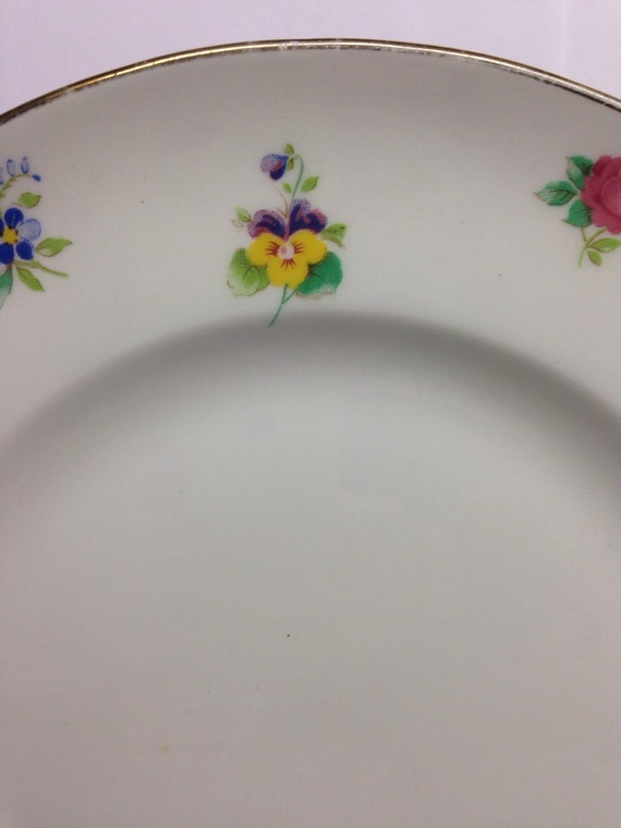 CROWN STAFFORDSHIRE china FLOWER GARDEN pattern Salad Plate @ 8 3/8" 