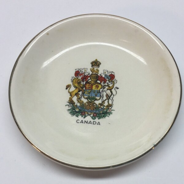 Vintage Wood and Sons England Pin Dish Canada's Royal Coat of Arms