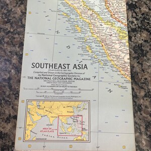 Southeast Asia National Geographic Map Hong Kong 1961