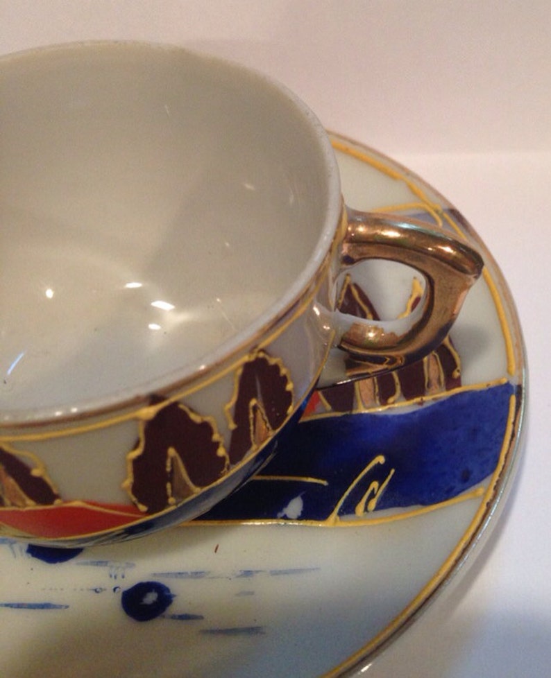 Occupied Japan Demitasse Cup and Saucer Hand Painted Fine Etsy